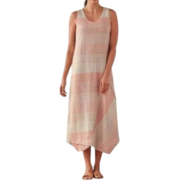 J. Jill Dresses & Skirts - J. Jill Pure Jill Linen Blend Sleeveless Asymmetric Plaid Maxi Dress